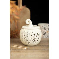 Quemador de aceite y calentador de cera de cerámica con forma de calabaza, estilo Cream Folk