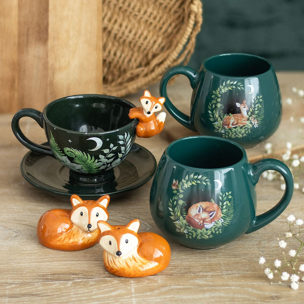 Taza y platillo de cerámica «Green Forest» con zorro – imagen 5