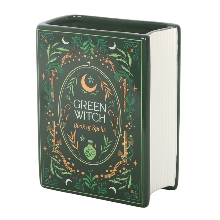 Jarrón de Cerámica Grimorio Vintage “Green Witch”