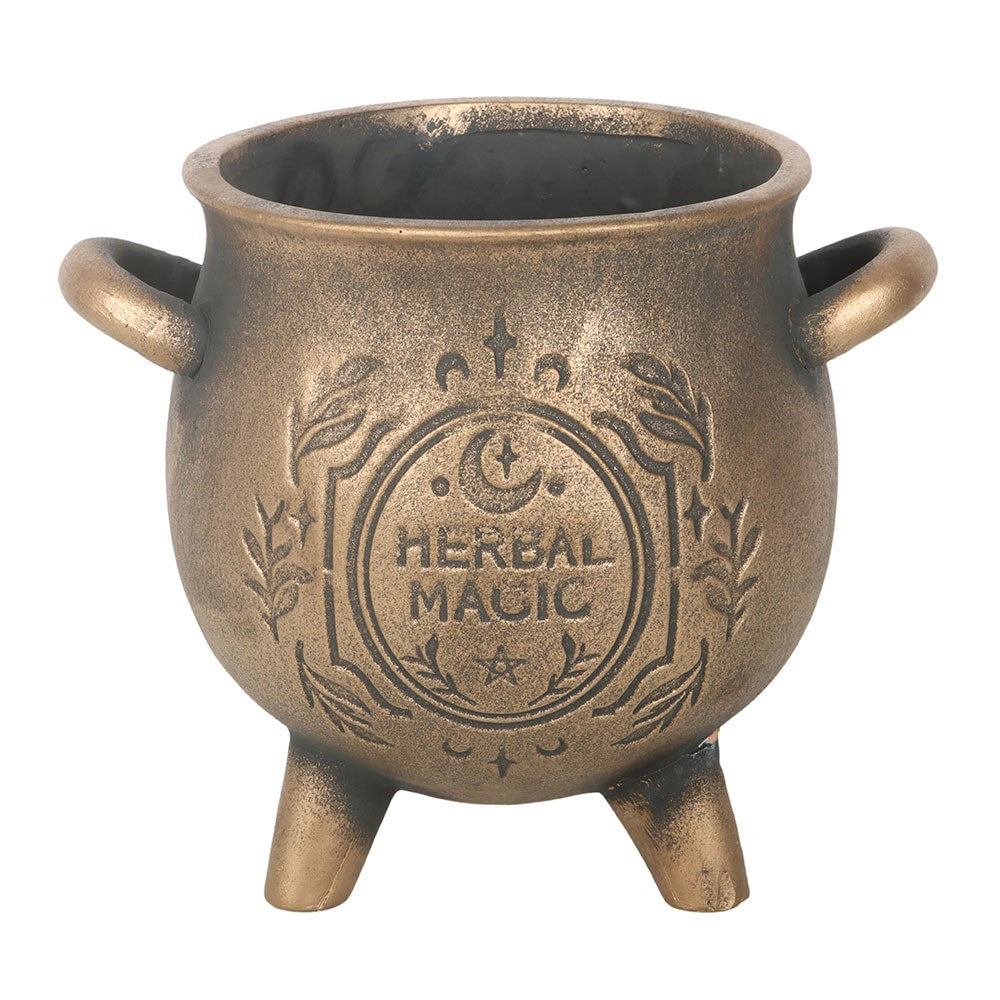 Maceta «Herbal Magic» con efecto bronce, modelo «Caldero de terracota» – imagen 2