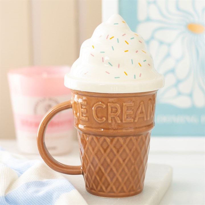 Taza de Cerámica Helado con Tapa