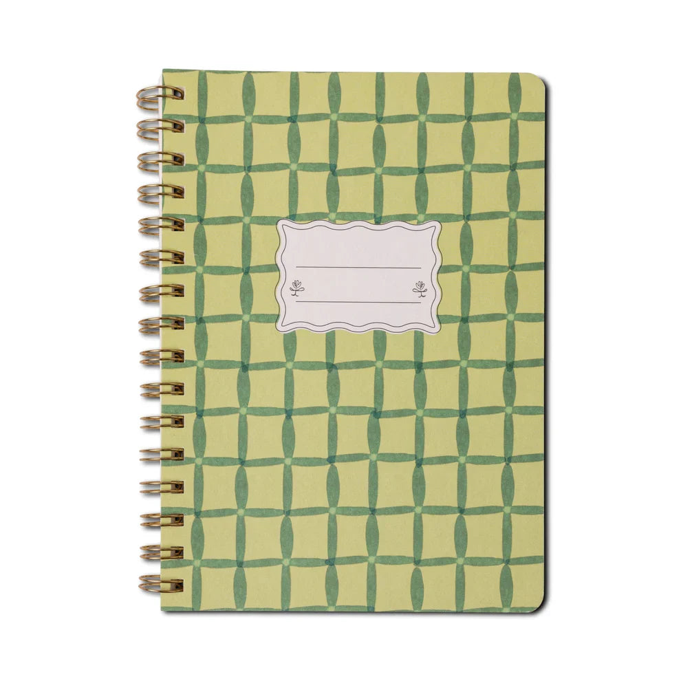Tulip A5 Twin Wire Notebook - Green Lattice