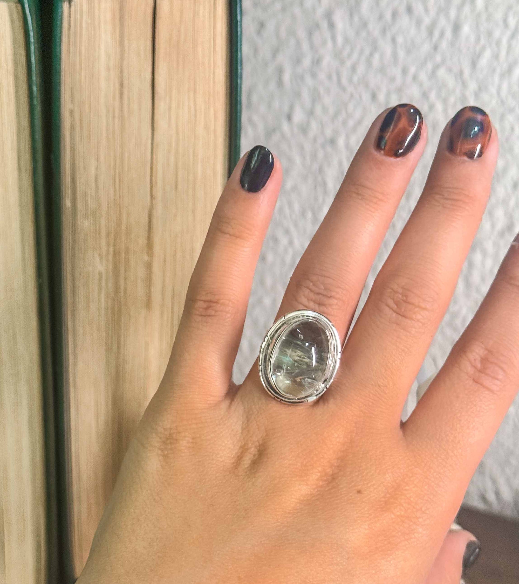 Anillo prasiolita y plata - Adaptable