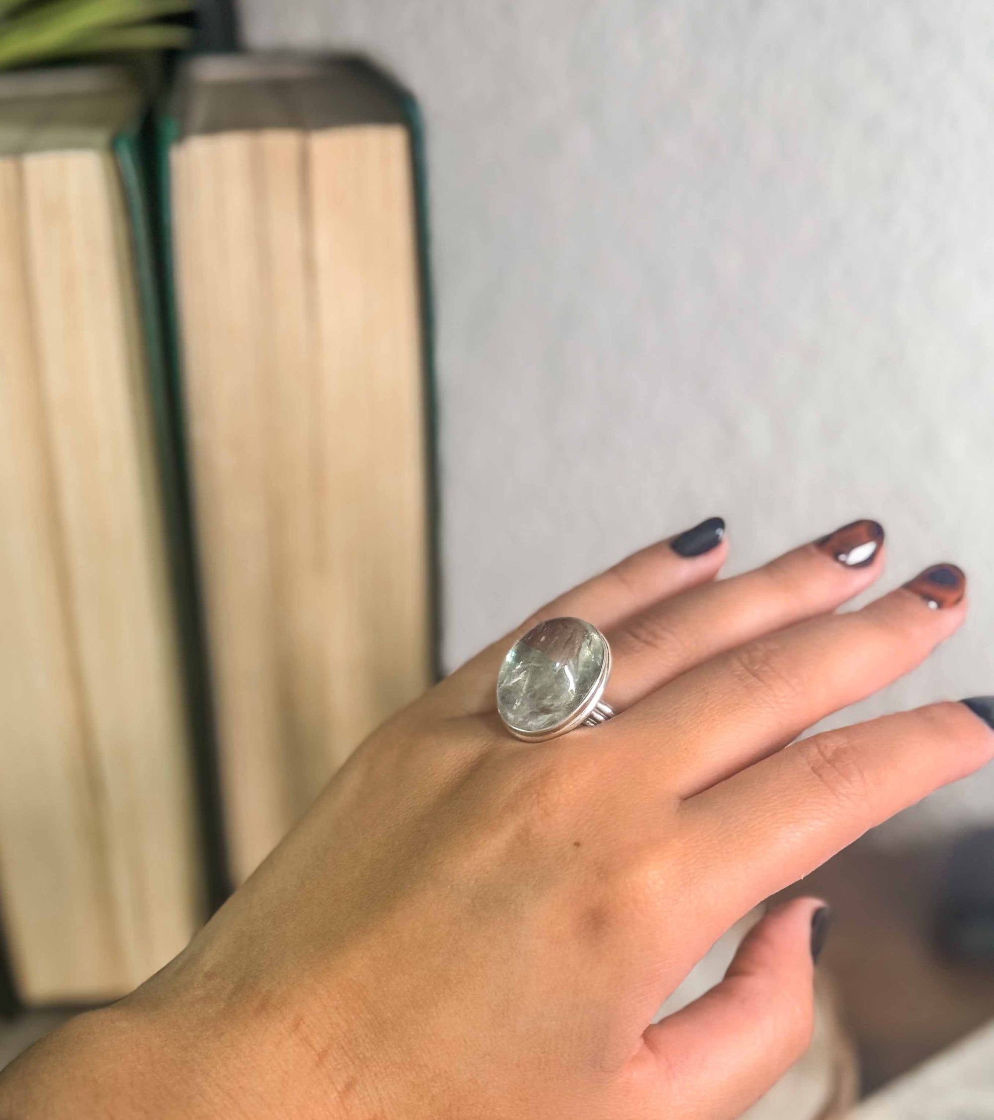 Anillo prasiolita y plata - Adaptable