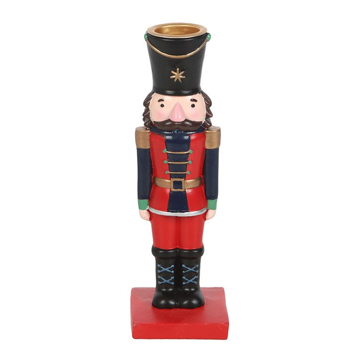 Portavelas Cascanueces con Vela Cónica – Decoración Navideña Tradicional)