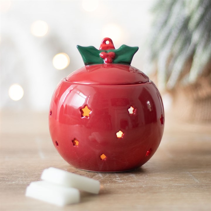 Quemador de aceite bola navideña roja