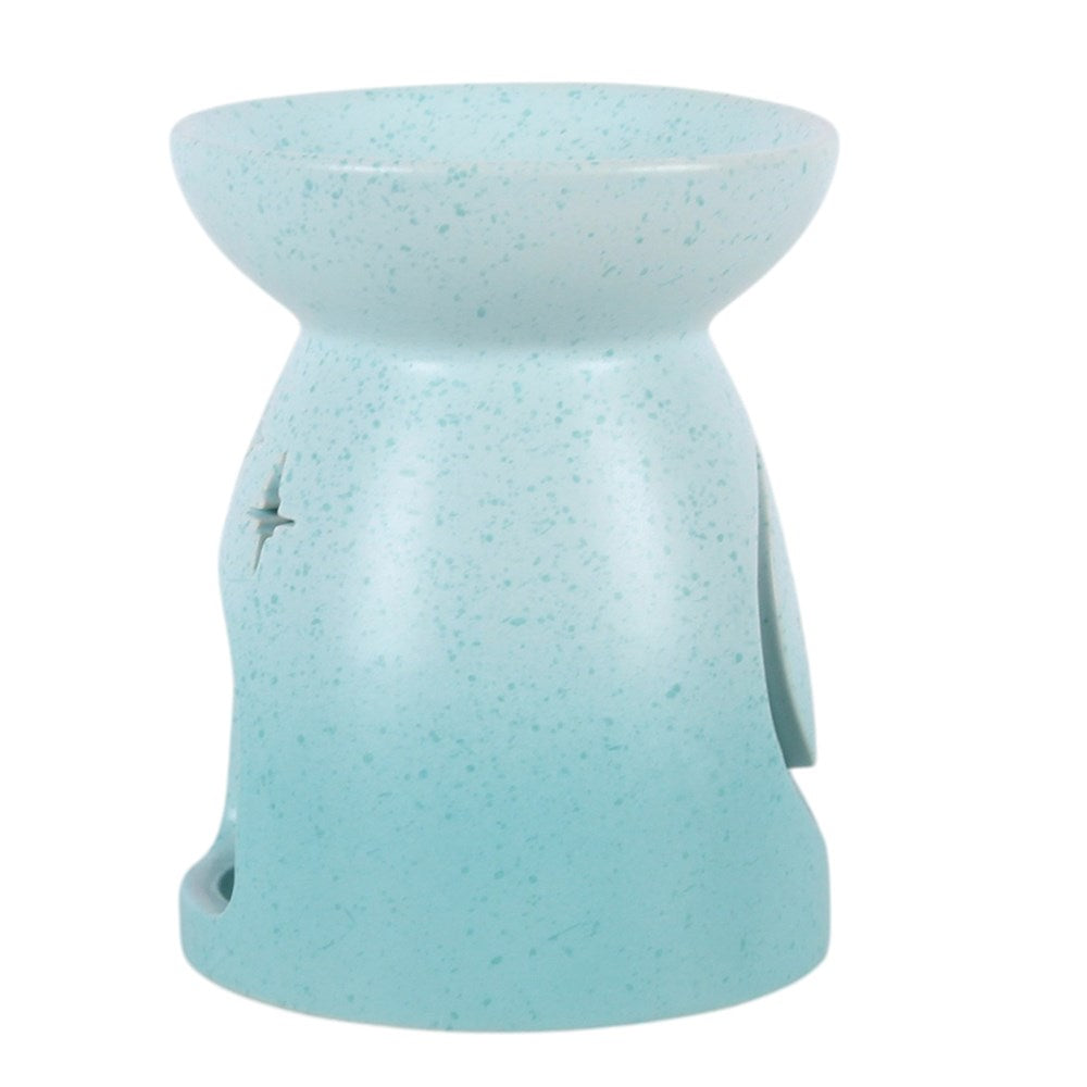 Quemador de aceite de cerámica con silueta de luna y cielo azul pastel – imagen 3