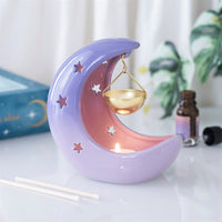 Quemador de aceite luna creciente morado pastel