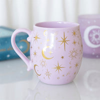 Taza de cerámica cielos morados pastel