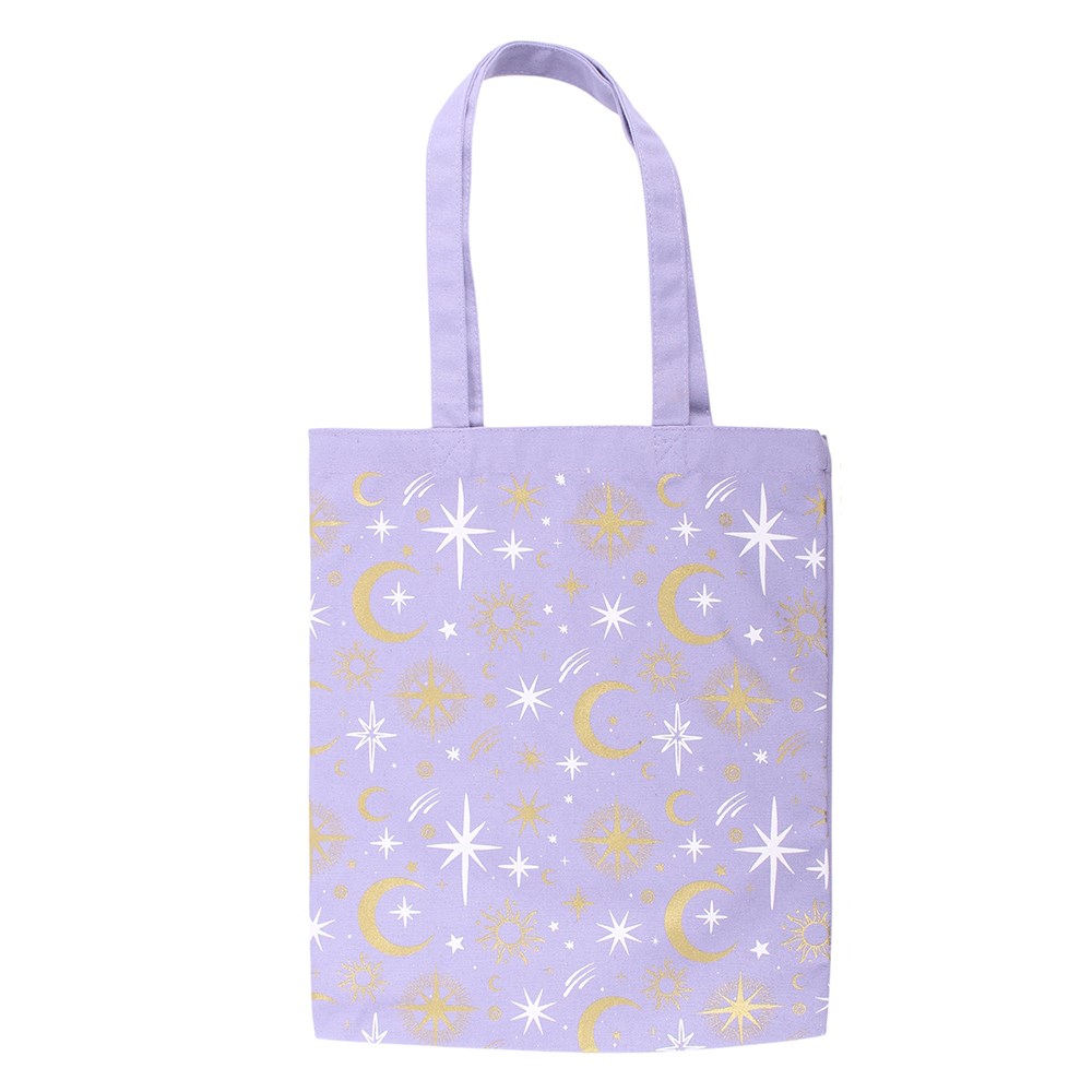 Bolso tote con estampado celestial y cielos en tonos morados pastel – imagen 2