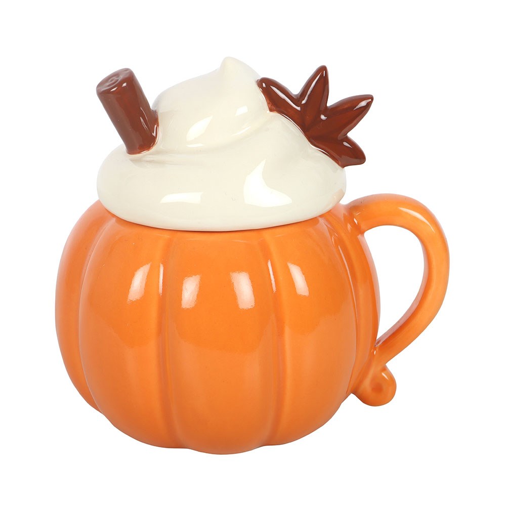 Quemador de aceite y calentador de cera de cerámica con tapa, con diseño de calabaza – imagen 3