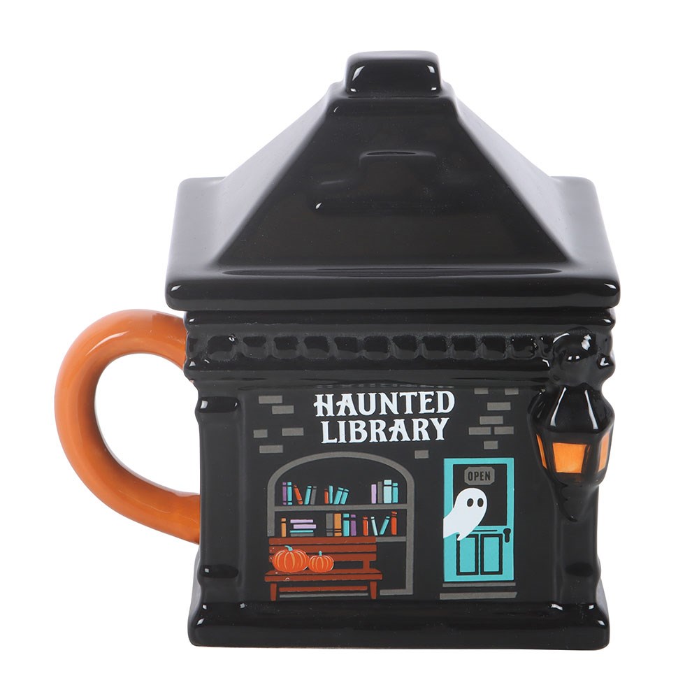 Taza de cerámica con tapa «Biblioteca encantada» – imagen 2