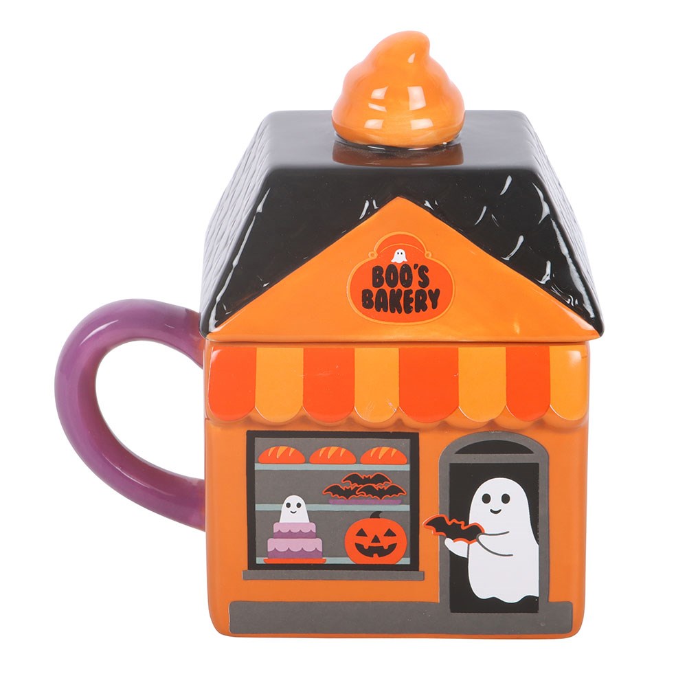 Taza de cerámica con tapa de Boo's Bakery – imagen 2