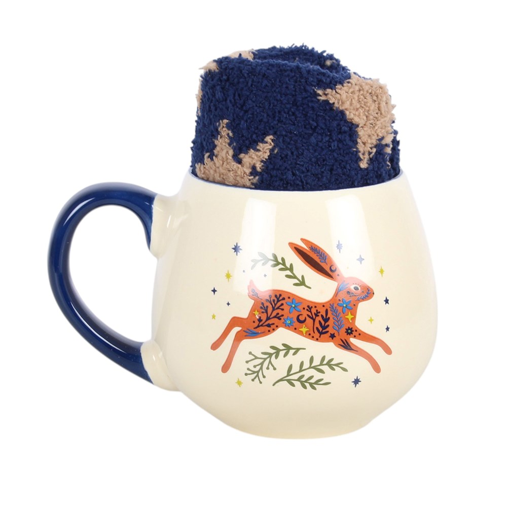 Taza redondeada de cerámica «Leaping Hare» y calcetines – imagen 2