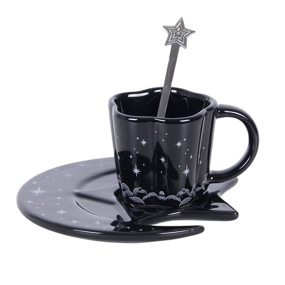 Juego de taza de café espresso, platillo y cucharilla metálica de cerámica «Spellbound Sky» – imagen 2