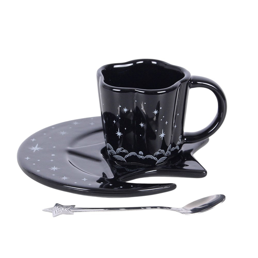 Juego de taza de café espresso, platillo y cucharilla metálica de cerámica «Spellbound Sky» – imagen 3
