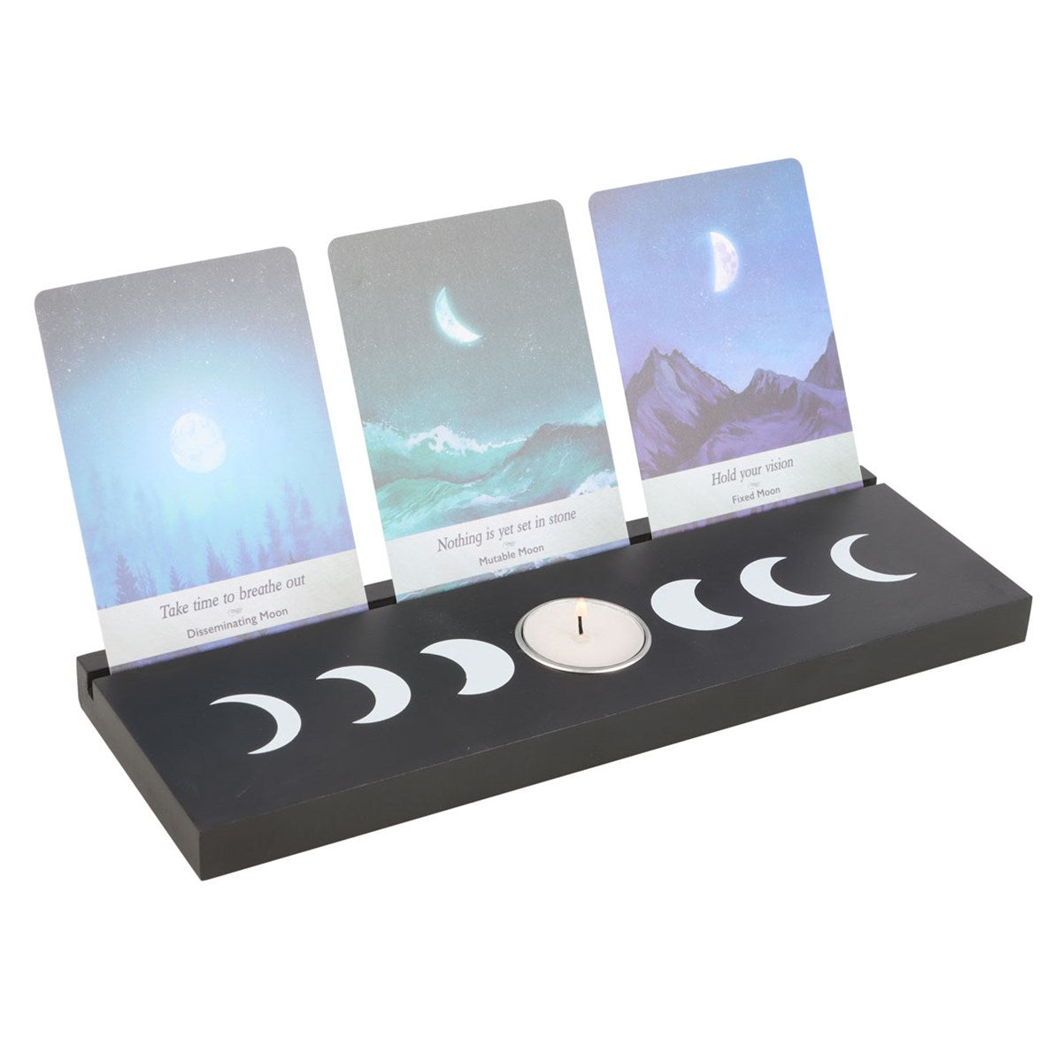Soporte de madera para cartas - fases lunares
