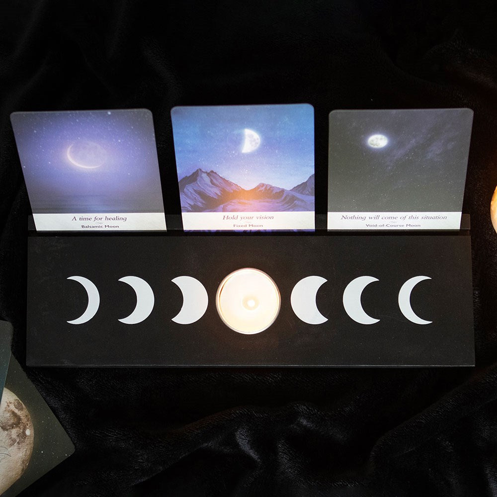 Soporte de madera para cartas - fases lunares