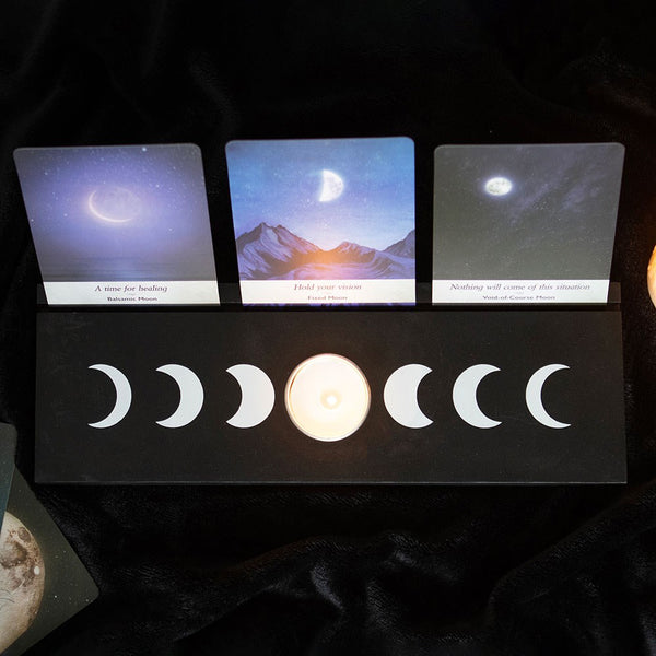 Soporte de madera para cartas - fases lunares