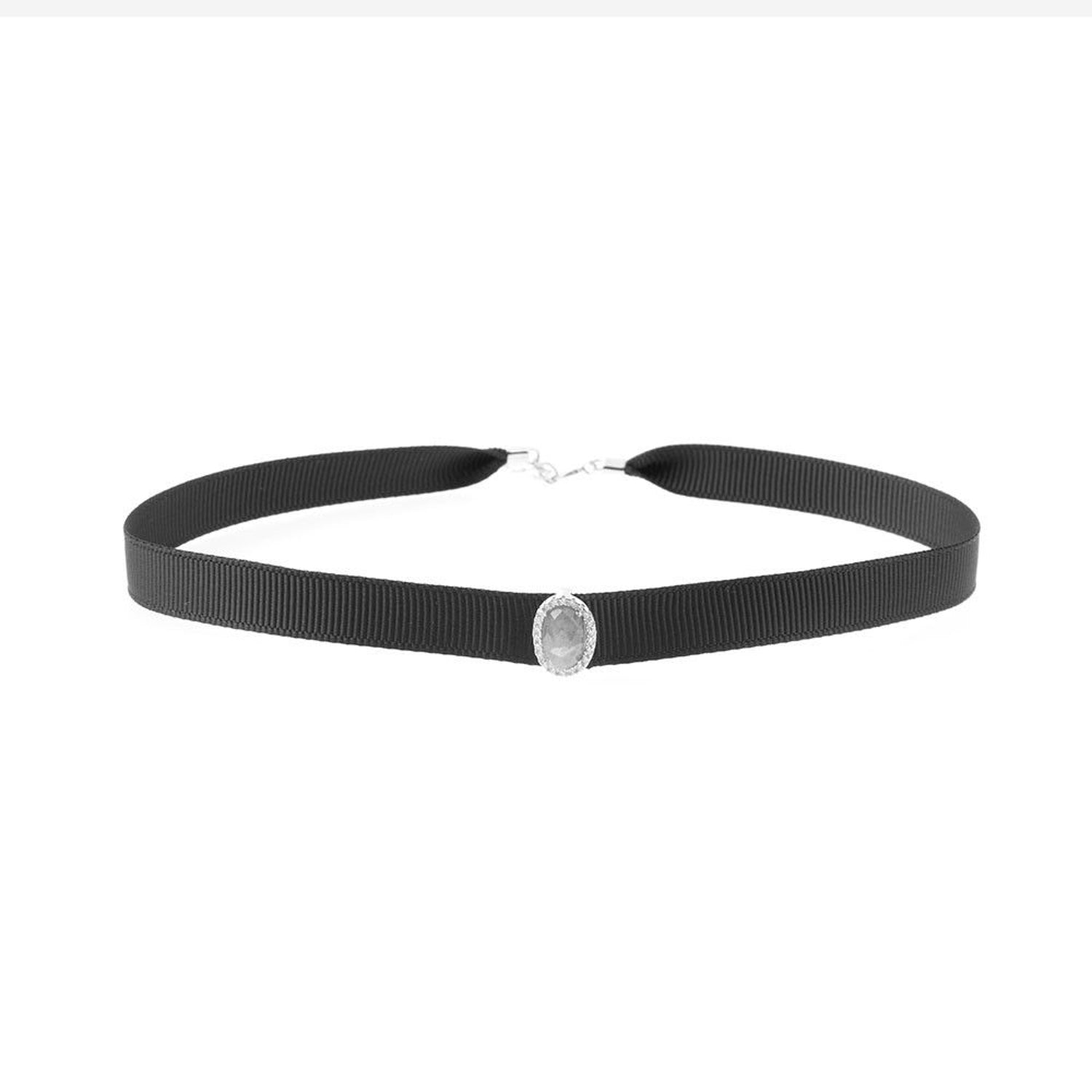 Collar choker con labradorita en plata