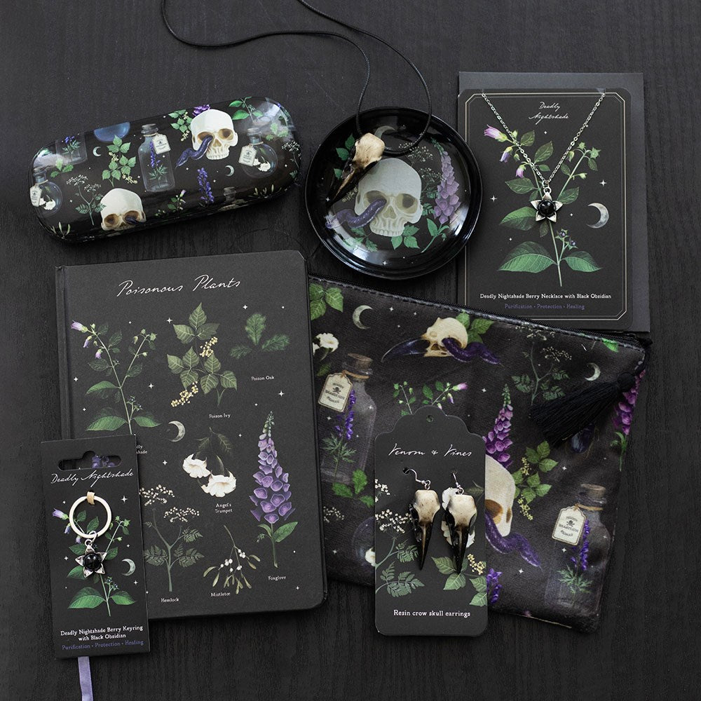 Collar de aleación con bayas de belladona y obsidiana negra en tarjeta de felicitación – imagen 5