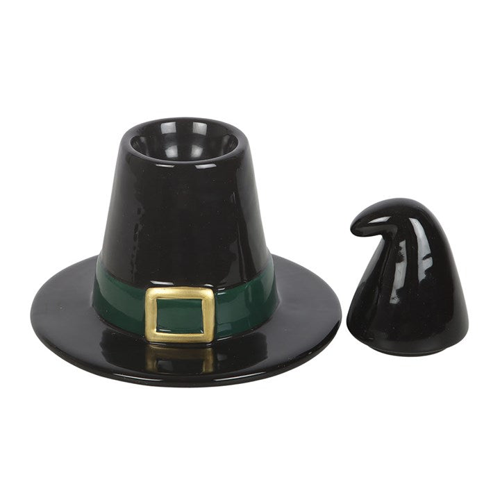 Quemador de Aceite Sombrero de Bruja Negro con Hebilla Verde