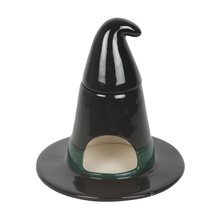Quemador de Aceite Sombrero de Bruja Negro con Hebilla Verde