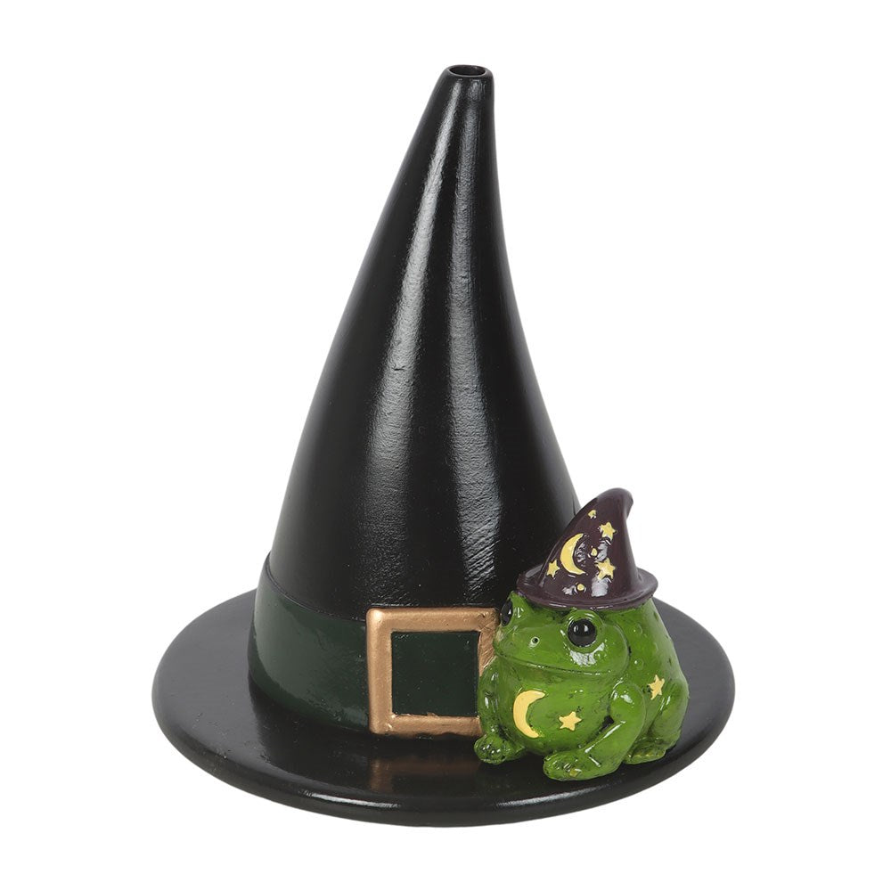 Portaconos de incienso de resina con forma de sapo mágico y sombrero de bruja – imagen 2