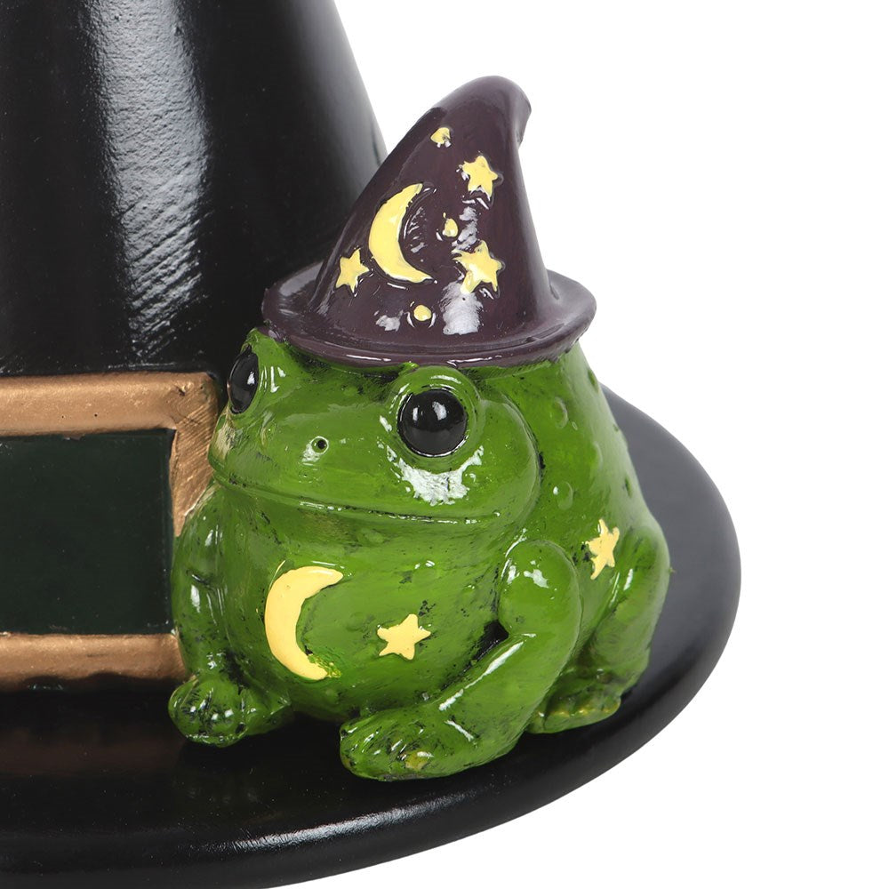 Portaconos de incienso de resina con forma de sapo mágico y sombrero de bruja – imagen 3