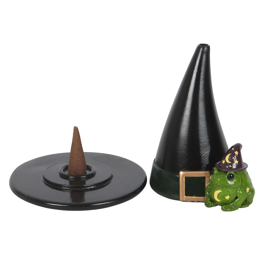 Portaconos de incienso de resina con forma de sapo mágico y sombrero de bruja – imagen 4