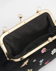 Bolso Terciopelo Negro Bordado Flores