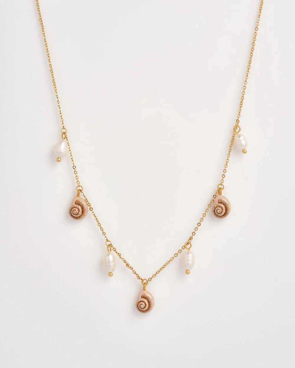 Collar Caracoles de Mar & Perlas - Oro