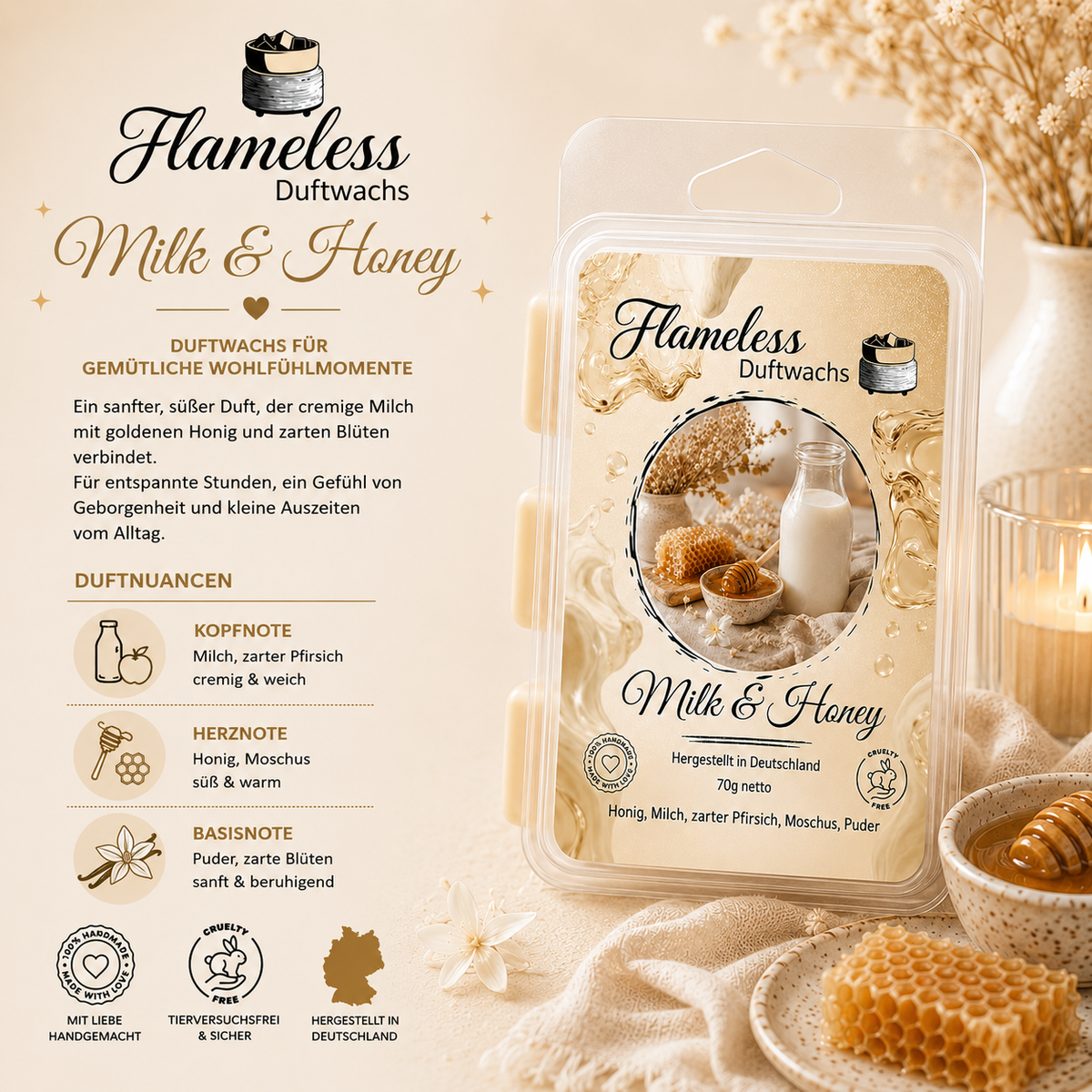 Leche y miel cera aromática