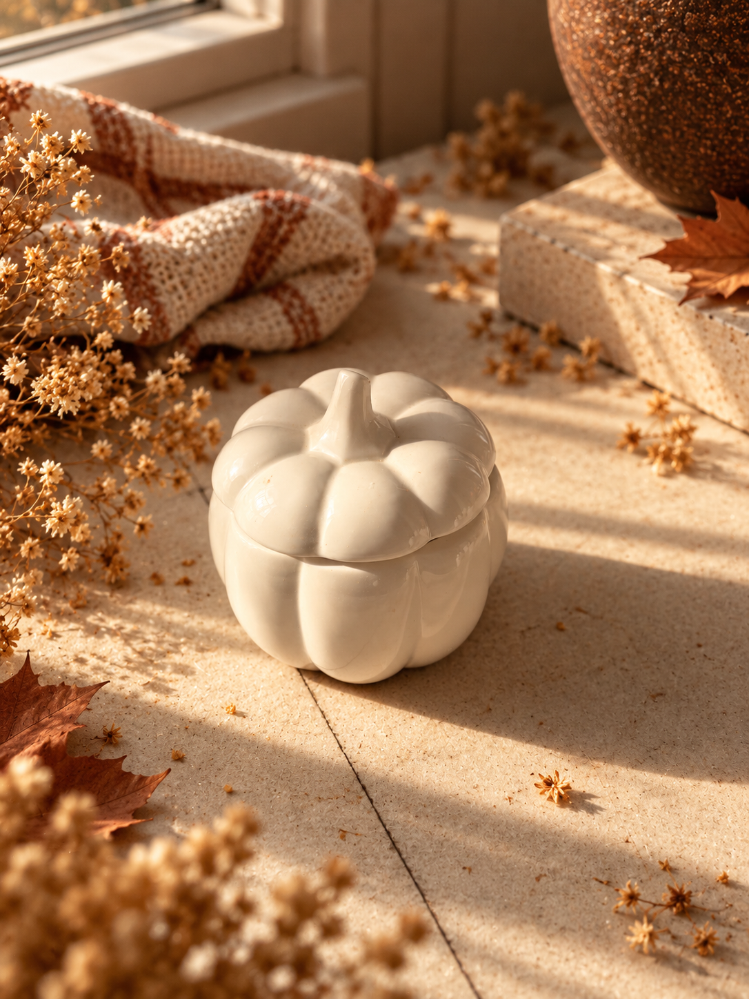 Vela pastel de calabaza blanco grande