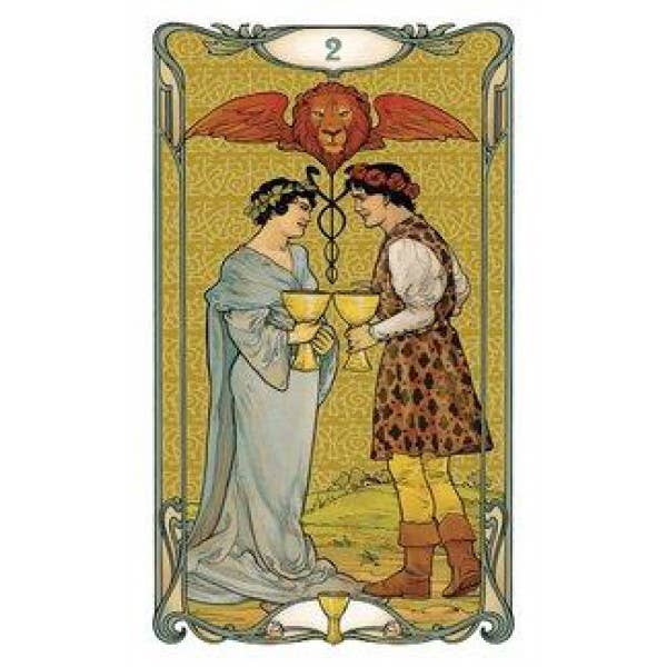 Minibaraja de cartas de tarot dorado Art Nouveau Multilingüe (en español)