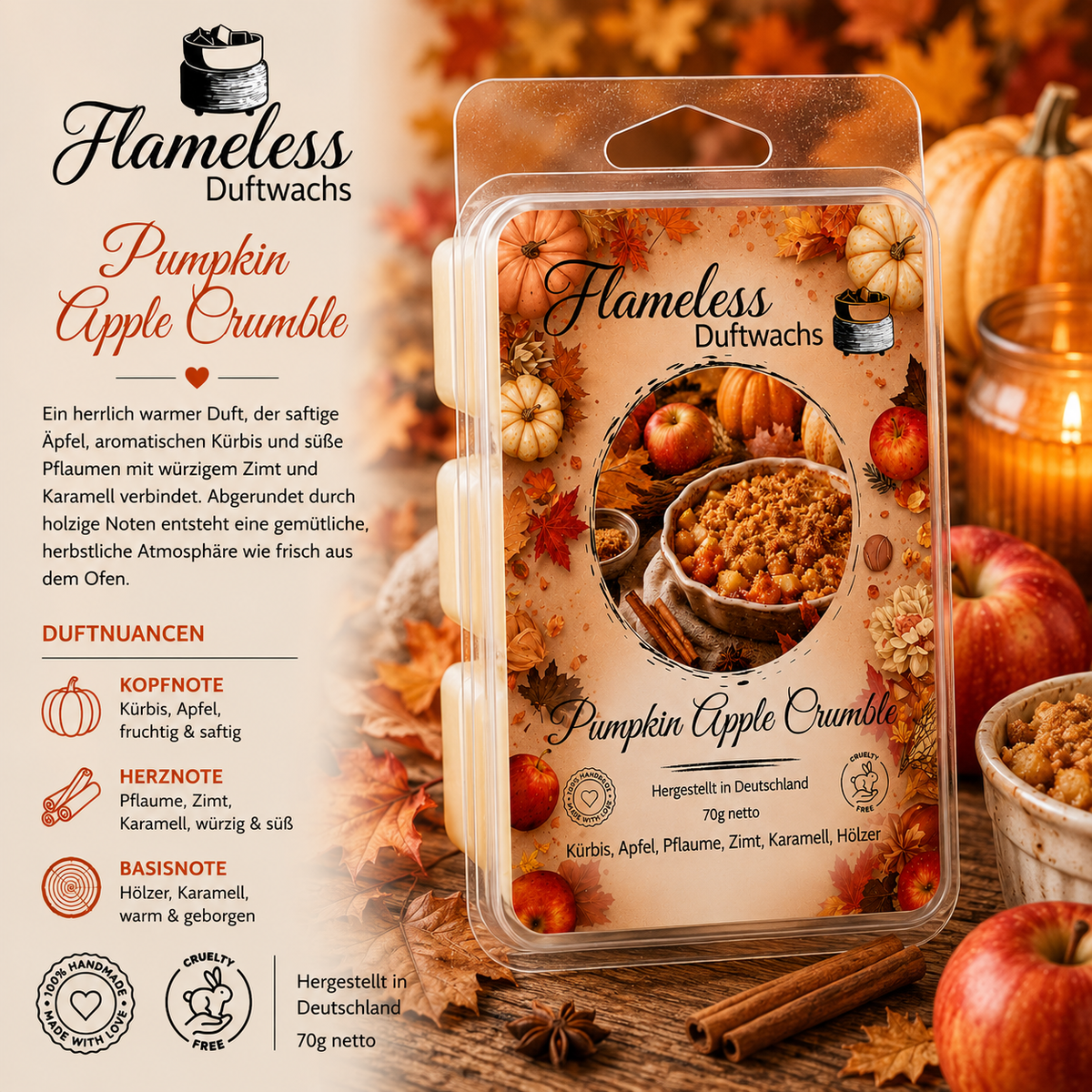Crumble de calabaza y manzana cera aromática
