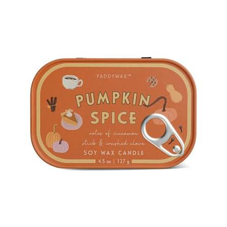 Vela Bistro Pumpkin Spice en lata ilustrada · 127 g