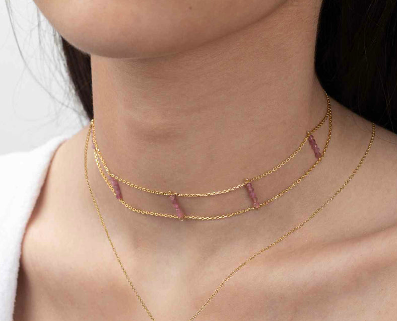 Choker collar de turmalina rosa - GreenWitchArt